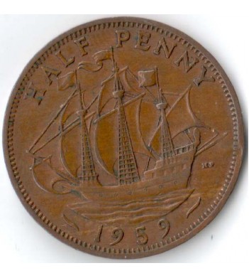 Великобритания 1959 1/2 пенни Золотая лань