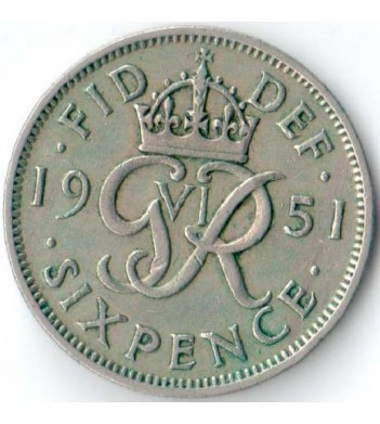 Великобритания 1951 6 пенсов