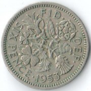 Великобритания 1953 6 пенсов
