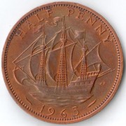 Великобритания 1965 1/2 пенни Золотая лань