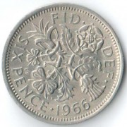 Великобритания 1966 6 пенсов