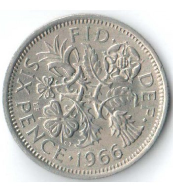 Великобритания 1966 6 пенсов