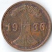 Германия 1936 2 пфеннига D