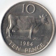 Гернси 1984 10 пенсов Корова
