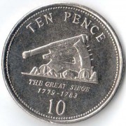 Гибралтар 2010 10 пенсов Осада Гибралтара