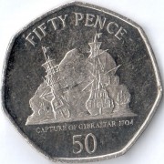 Гибралтар 2010 50 пенсов Захват Гибралтара