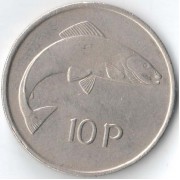 Ирландия 1975 10 пенсов Атлантический лосось Ирландия 1975 10 пенсов Атлантический лосось