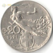 Италия 1921 20 чентизимо Виктор Эммануил III