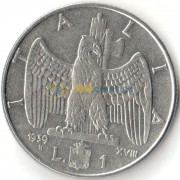 Италия 1939 1 лира Виктор Эммануил III
