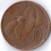 Италия 1930 10 чентизимо Пчела
