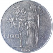 Италия 1975 100 лир Богиня мудрости Минерва