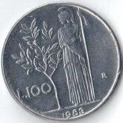 Италия 1983 100 лир Богиня мудрости Минерва