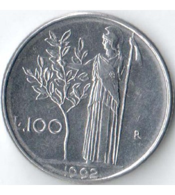 Италия 1992 100 лир Богиня мудрости Минерва