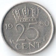 Нидерланды 1980 25 центов
