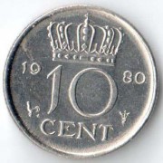 Нидерланды 1980 10 центов