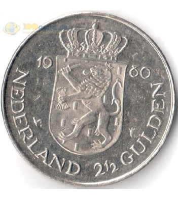 Нидерланды 1980 2 ½ гульдена Коронация королевы Беатрикс