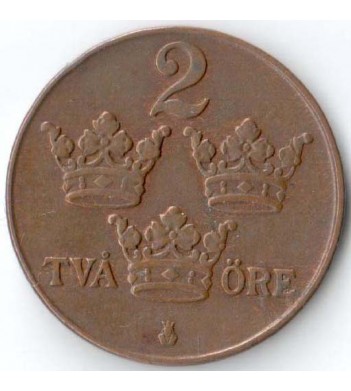 Швеция 1909-1950 2 эре (бронза)