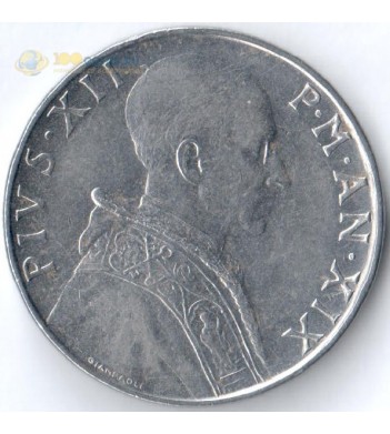 Ватикан 1957 50 лир Пий XII
