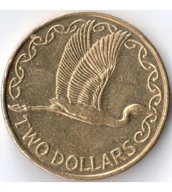 Новая Зеландия 1999-2019 2 доллара Белая цапля
