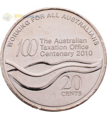Австралия 2010 20 центов 100 лет налоговому Управлению