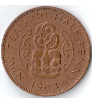 Монета Новая Зеландия 1963 1/2 пенни Амулет хей-тики
