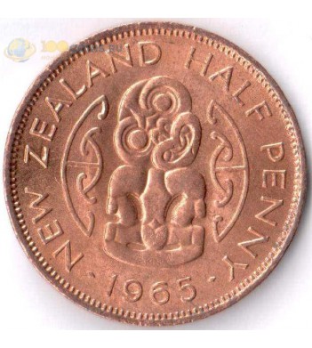 Монета Новая Зеландия 1965 1/2 пенни Амулет хей-тики