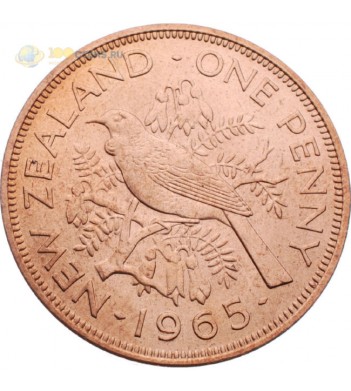 Монета Новая Зеландия 1965 1 пенни Новозеландский туи