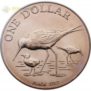 Новая Зеландия 1985 1 доллар Черный ходулочник Новая Зеландия 1985 1 доллар Черный ходулочник