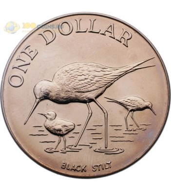 Новая Зеландия 1985 1 доллар Черный ходулочник