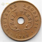 Южная Родезия 1942 1/2 пенни Георг VI Южная Родезия 1942 1/2 пенни Георг VI