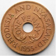 Родезия и Ньясаленд 1955 1 пенни Родезия и Ньясаленд 1955 1 пенни