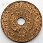 Родезия и Ньясаленд 1957 1 пенни Родезия и Ньясаленд 1957 1 пенни