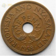 Родезия и Ньясаленд 1958 1 пенни Родезия и Ньясаленд 1958 1 пенни