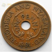 Родезия и Ньясаленд 1961 1 пенни Родезия и Ньясаленд 1961 1 пенни