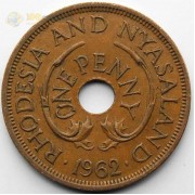 Родезия и Ньясаленд 1962 1 пенни Родезия и Ньясаленд 1962 1 пенни