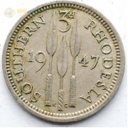Южная Родезия 1947 3 пенса Георг VI Южная Родезия 1947 3 пенса Георг VI