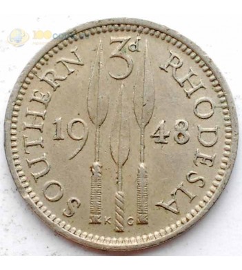 Южная Родезия 1948 3 пенса Георг VI