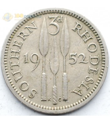Южная Родезия 1952 3 пенса Георг VI
