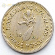 Родезия и Ньясаленд 1964 3 пенса Родезия и Ньясаленд 1964 3 пенса