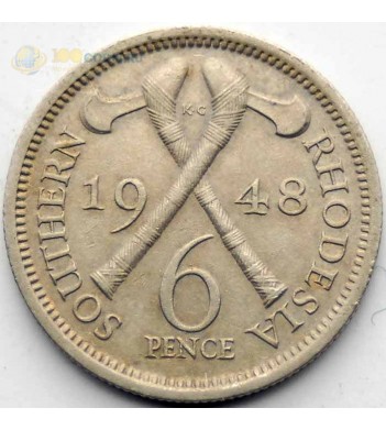 Южная Родезия 1948 6 пенсов Георг VI