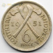 Южная Родезия 1951 6 пенсов Георг VI