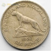 Родезия и Ньясаленд 1957 6 пенсов Родезия и Ньясаленд 1957 6 пенсов