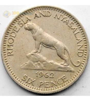 Родезия и Ньясаленд 1962 6 пенсов