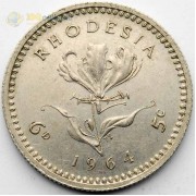 Родезия 1964 6 пенсов (5 центов) Родезия 1964 6 пенсов (5 центов)