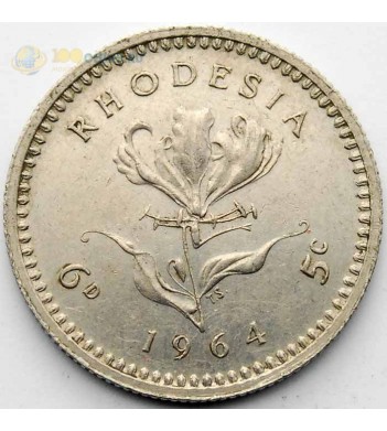 Родезия 1964 6 пенсов (5 центов)