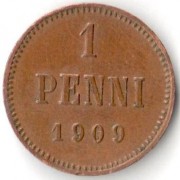 Финляндия 1909 1 пенни Николай II Финляндия 1909 1 пенни Николай II