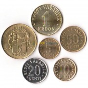 Эстония 1992-2006 набор 6 монет