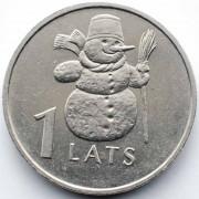 Латвия 2007 1 лат Снеговик Латвия 2007 1 лат Снеговик