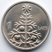 Латвия 2009 1 лат Елка Латвия 2009 1 лат Елка