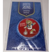 Значок ЧМ 2018 Забивака круглый 44 мм красный